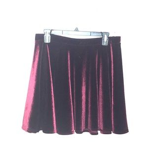 Maroon velvet style skater skirt